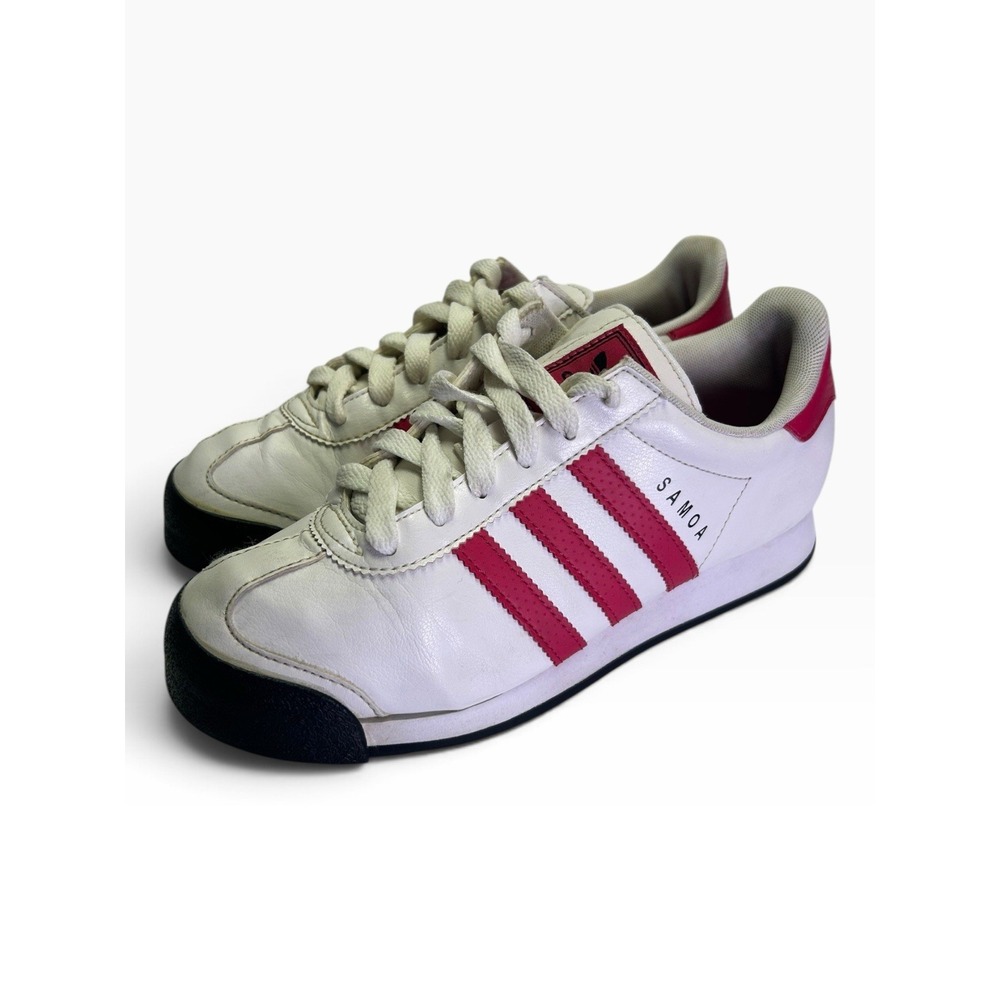 adidas Originals Samoa White Pink Sneakers 4.5Y Big Kid Retro Low C75999